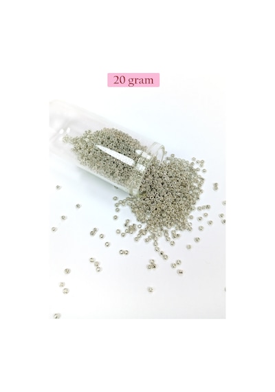 Dökme Cam Kum Boncuk 11/0 2 Mm - 20 Gram - Gümüş - Bnc022