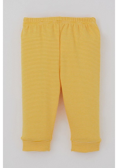 Breeze Erkek Bebek Pijama Takımı Omuzdan Patlı Rib Çizgili 4 Ay-1 Yaş, Sarı
