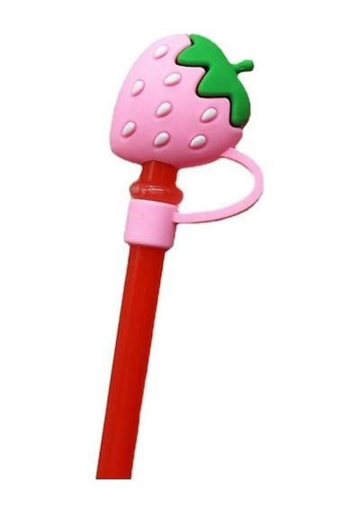 Silikon Pembe Çilek Model Toz Geçirmez Sızdırmaz Pipet Kapağı 1 Adet Stanley Termos Ile Uyumlu