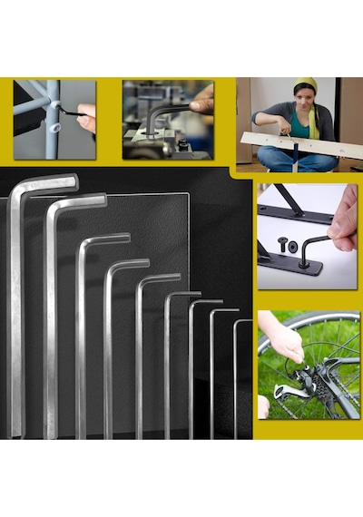 9 Parça Kısa Boy Çelik Alyan Anahtar Seti Allen Set Keneth Kısa Alyan Takımı -9pcs - 2mm-10mm