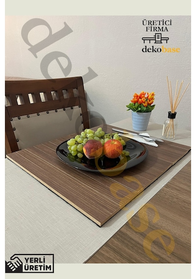 Ceviz 4 Adet Çok Amaçlı Koltuk Kenar Sehpası, Supla, Yemek Servis Altlığı Ceviz