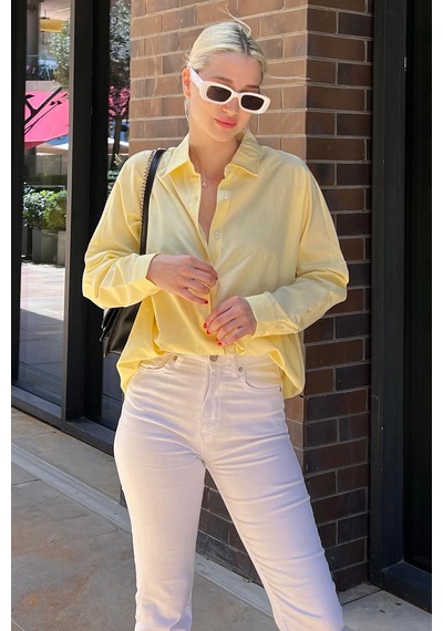 Madmext Mad Girls Sarı Oversize Gömlek Mg1369-sarı Sarı