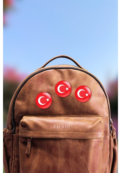 Türk Bayrağı Türkiye Al Yıldız Çanta Süsü İğneli Buton Rozet Seti 3 Adet Üçlü