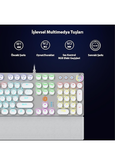 Kg1102 Usb Kablolu Red Switch Makro Tuşlu Rgb Led Aydınlatmalı Mekanik Gaming Türkçe Q Metalik Klavye Red Switch