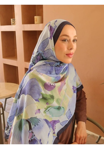 Moda Kaşmir Livora Desen Pamuk Şal Lacivert