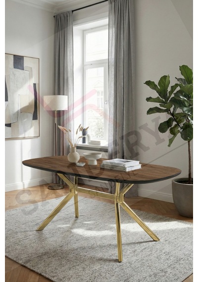 Sanderya Node Serisi Gold Ayaklı Ceviz 85x170 Mutfak Salon Masa Takımı 4 Sandalye Ceviz - Krem Sanderya Node Serisi Gold Ayaklı Ceviz 85x170 Mutfak Salon Masa Takımı 4 Sandalye Ceviz - Krem