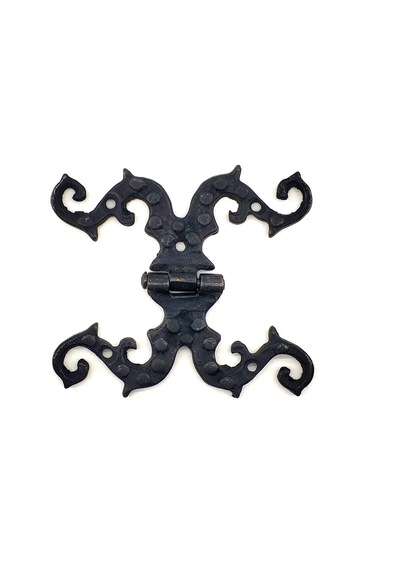 Lb Antika Tarz Dekoratif Pirinç Süslü Menteşe - 100x90 Mm, Oksit