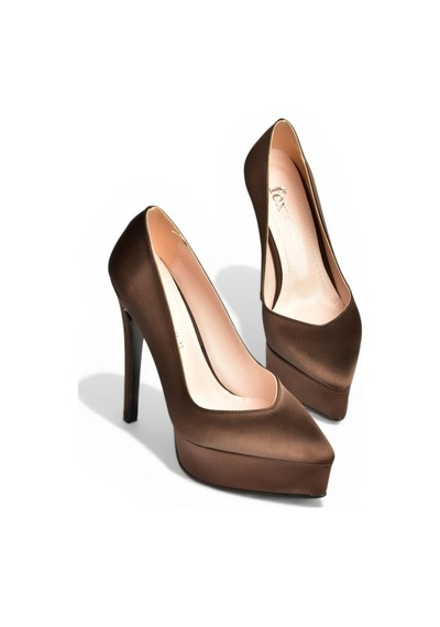Fox Shoes Y246221604 Kahverengi Kumaş İnce Topuklu Kadın Ayakkabı