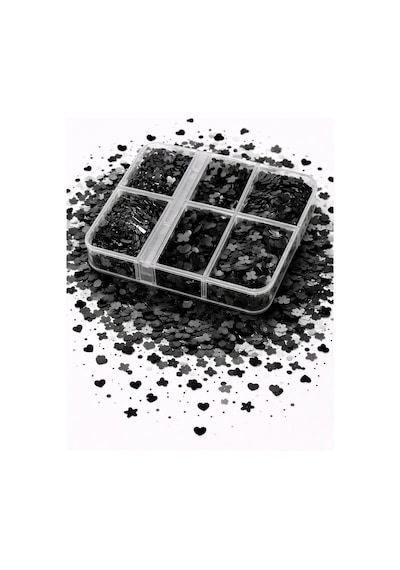 Midnight Black Clover Nail Glitter Box