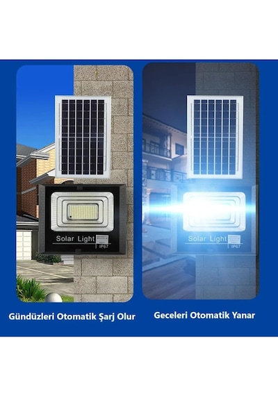 Ct-4648 100w Kumandalı Güneş Enerjili Solar Led Projektör Beyaz Işık 6400k