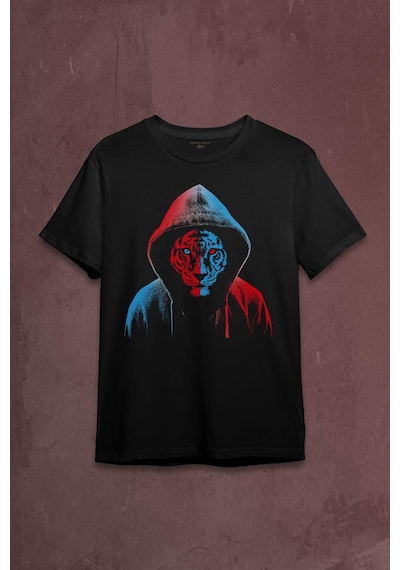 Kaplan Tiger Trabzon Kedisi Mavi Bordo Baskılı Tişört Unisex T-shirt 001