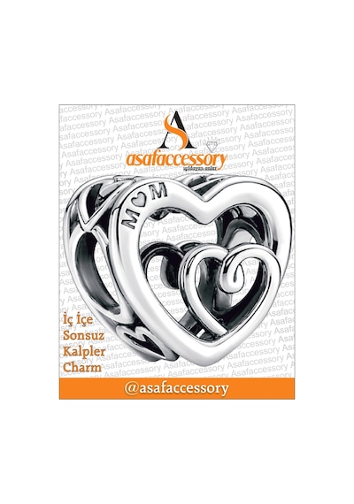 İç İçe Sonsuz Kalpler Charm Gümüş