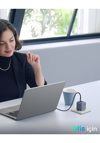 Ugreen Nexode Pro 45w Gan Hızlı Şarj Cihazı Usb-c Qc Pd 2xusb-c, Uzay Grisi, 35008