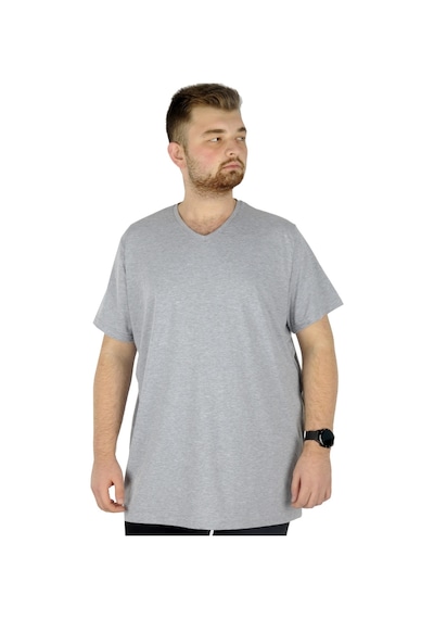 Mode Xl Büyük Beden T-Shirt V Yaka Likralı 20150 Grimelanj 001