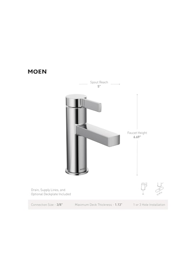 Moen Beric Mat Siyah Modern Tek Kolu Tek Delikli Banyo Bataryası Diğer