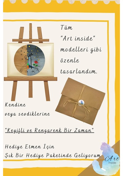 Art İnside Küçük Prens Teleskop Ahşap Boyama Tuval Seti Hediye Hobi Kiti 20 Cm Genel