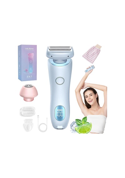 Yaz Başlangıç Seti, Saç Çıkarıcı, Ipx7 Su Geçirmez Kablosuz Tıraş Makinesi, Yüz Bikini Bacakları İçin Led Ekranlı Kadınlara Özel Tıraş Makinesi Mavi