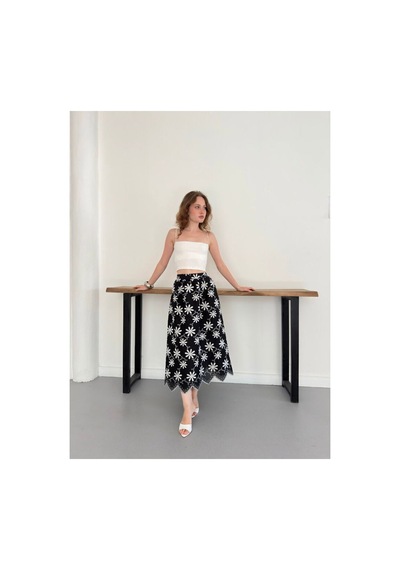 Verymoda Nakışlı Etek D2914 Siyah