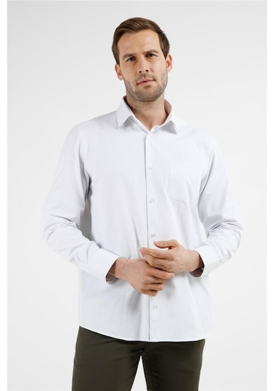İmza Beyaz Kendinden Desenli Sert Yaka Uzun Kol Cepli Comfort Fit Pamuklu Gömlek 1004255211 Duman Beyaz