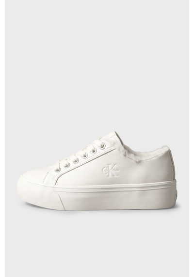 Calvin Klein Logolu İçi Kürklü Deri Sneaker Ayakkabı Hw0hw03235ybj Kadın Ayakkabı Hw0hw03235 Ybj Krem