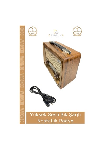 Radyo Bluetooth Usb Sd Aux Fm 5 Band Retro Büyük Boy Şarjlı Radyo Nostaljik Müzik Kutusu