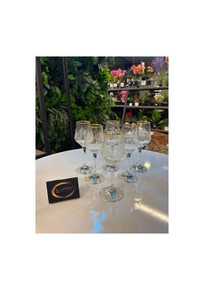 Grappa Eyfel Altın Yaldızlı 6'lı Kahve Yanı Bardağı, Su-meşrubat-soda Bardağı, Sunumluk Gold-yaldız