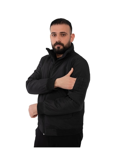 Spor Erkekastarlı Dik Yaka Mevsimlik Su Ve Rüzgar Geçirmez Mont-111 Siyah