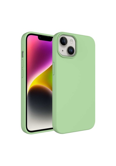 Apple Uyumlu iPhone 14 Plus Kılıf Sıvı Teknolojili Silinebilir Sert Zore Kivi Kapak Light Green