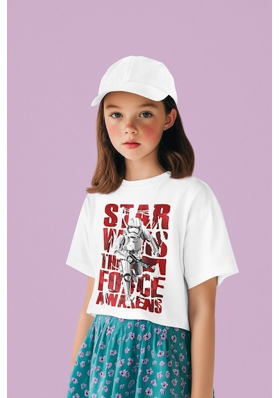 Sevbano Tasarım Star Wars Yıldız Savaşları Baskılı Unisex Çizgi Film Çocu Beyaz