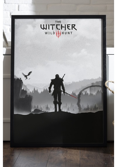 The Witcher Siyah Ahşap Çerçeveli Poster, Dekoratif Oyun Duvar Tablosu