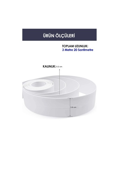 3.2 Mt Su Sızdırmaz Geçirmez Bant Lavabo Küvet Tezgah Kenar Bandı Banyo Mutfak Pencere Yalıtım Bandı Beyaz