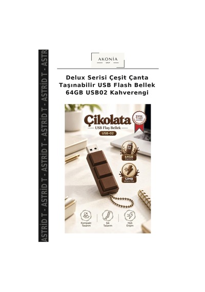 Delux Serisi Çeşit Çanta Taşınabilir Usb Flash Bellek 64gb Usb02 Kahverengi