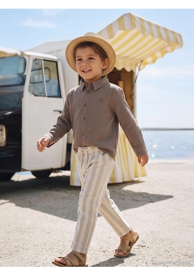 Civil Boys Erkek Çocuk Uzun Kol Basic 2-5 Yaş Gömlek - Kahverengi