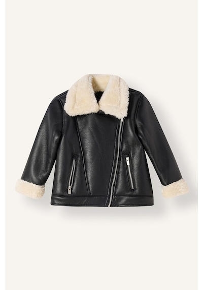 Defacto Oversize İçi Suni Kürklü Suni Deri Mont Kız Bebek H2083a526aubk27 Siyah-bk27
