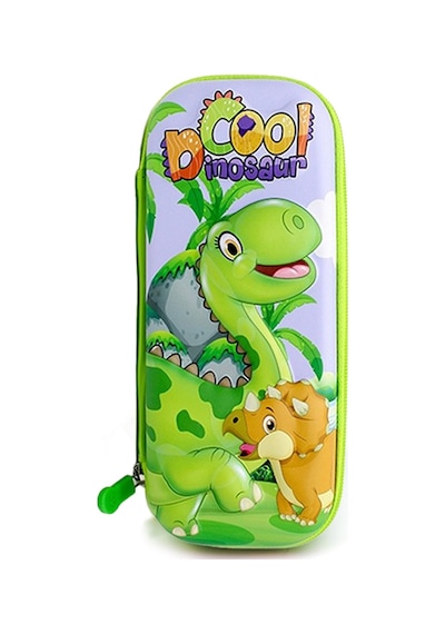 Cool Dinozor Kalem Kutusu 3d Kabartmalı Geniş Kapasiteli Kalemlik - Şirin Dinazor Yeşil