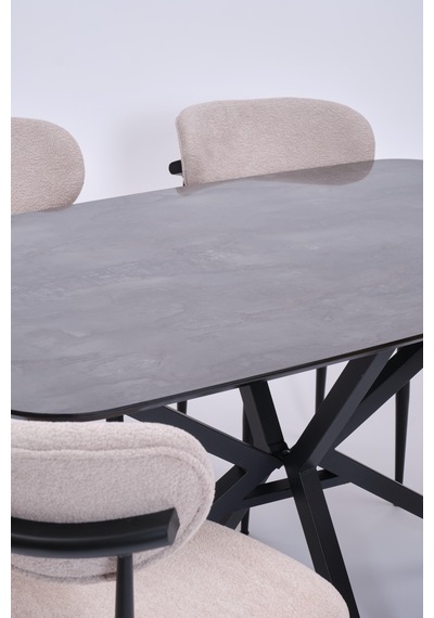 Çapraz Polo Demir High Gloss Yemek Masa Sandalye Takımı 90x160 Siyah