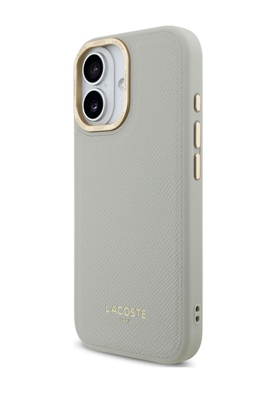 Apple Uyumlu iPhone 17 Kılıf Lacoste Lisanslı M-safe Özellikli Champs Elysees Pu Deri Tasarımlı Kapak Gri Gri