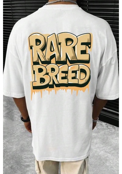 Unisex Rare Breed Baskılı Tasarım Tshirt Beyaz