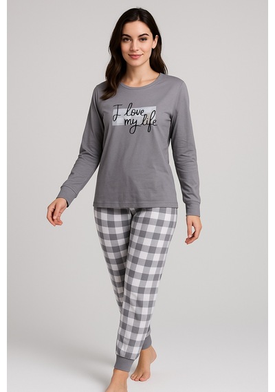 Mutlu City Kadın Yumuşak Doku Termal Pijama Takımı 42050 Gri