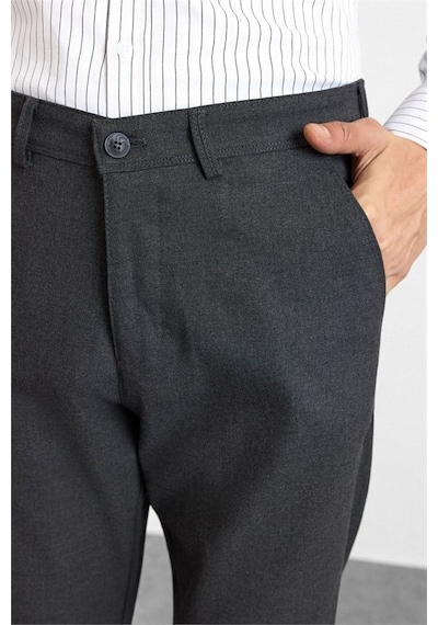 Süvari Antrasit Slim Düz Twill Normal Bel Casual Pantolon Spn2020500035-s08