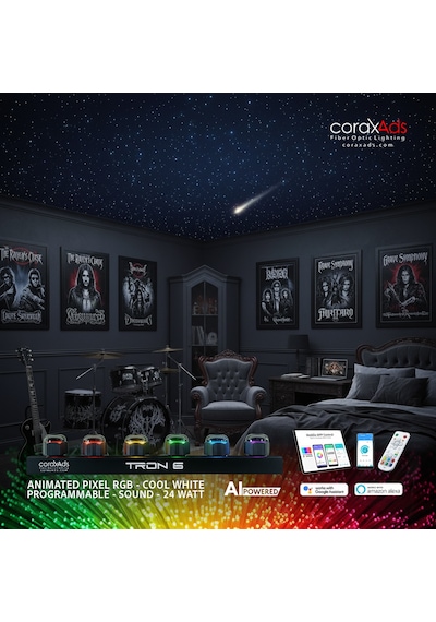 Gotık Genç Odası Ambiyans Aydınlatma Fiber Optik Yıldız Tavan Uygulama Seti - Mini Çok Renkli