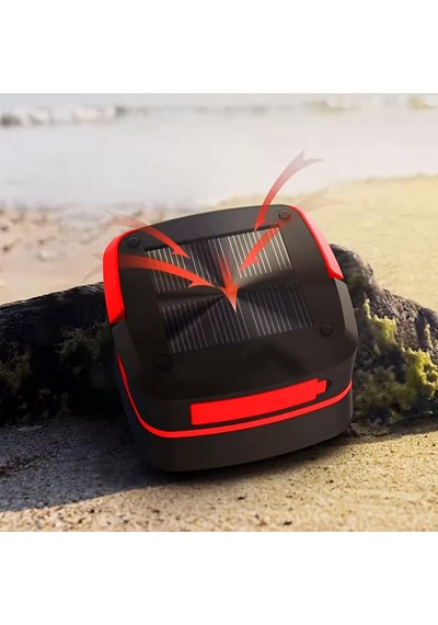 Solar Akordeon Kırmızı Kamp Lambası 360 Led Beyaz Işık Dahili Batarya Güneş Paneli + Usb Şarj El Feneri Seyah Çok Renkli