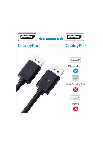Dp2 Display To Display Kablo 4k 60hz 1.2 V 1.8m - 4k Displayport Kablosu, Erkek-erkek Ekran Standart