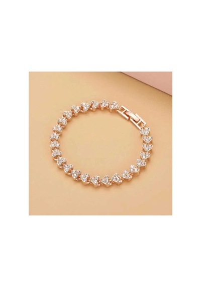 Lunarie Rose Gold Kalp Detaylı Zirkon Taşlı Bileklik
