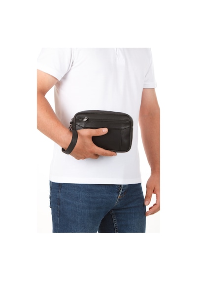 Newish Polo Erkek El Askılı Portföy Clutch El Çantası New256 - Siyah