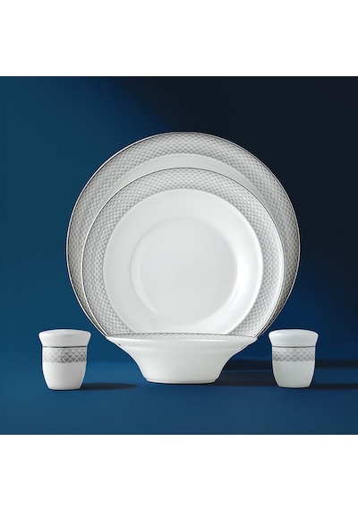 Nehir Camelia Platin Yaldızlı 28 Parça Porselen Yemek Takımı