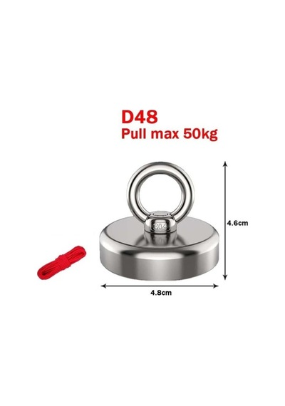 Dünya Magnet D48 Magnet Fishing 20mt Halatlı Neodyum Pot Mıknatıs Seti
