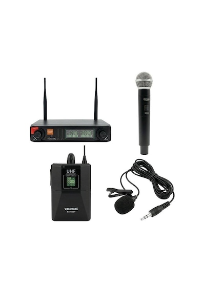 Rose R-702-ey Uhf Kablosuz Telsiz El Yaka Mikrofon 2x48 Kanal