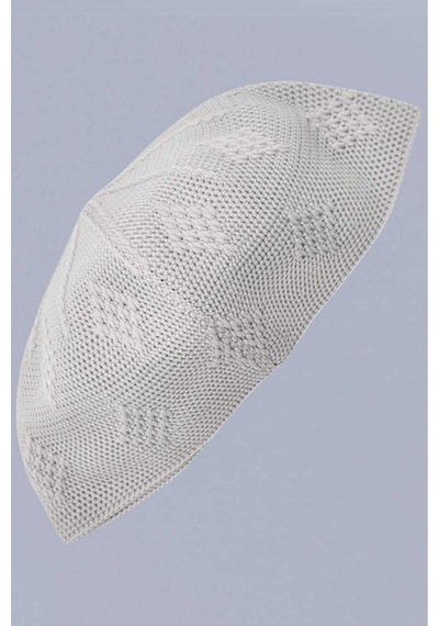 Tezzgelsin 50'li Dokuma Örgü Desenli Takke Kaliteli Namaz Takkesi Açık Gri