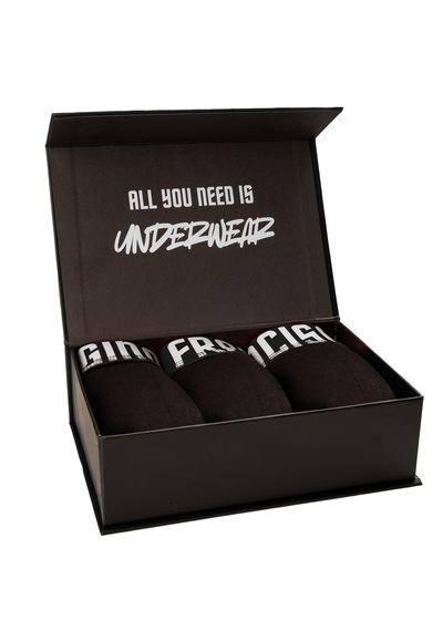 Gino Francisco Erkek Boxer 3'lü Paket Pamuklu Mood Serisi Premium Kutulu Set Siyah